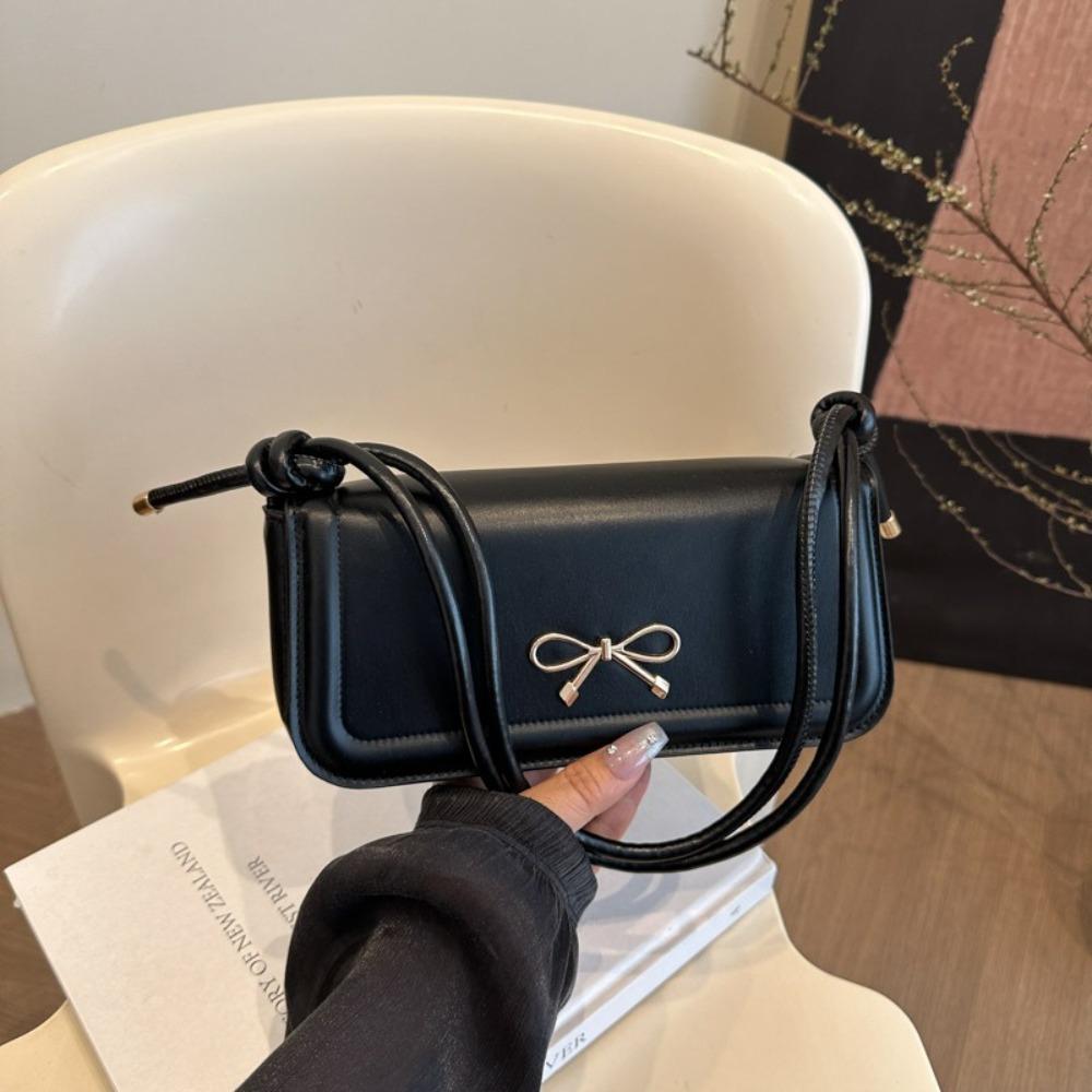 Korejská kabelka s mašlí, jednobarevná taška do podpaží, moderní dámská kabelka přes rameno s mašlí