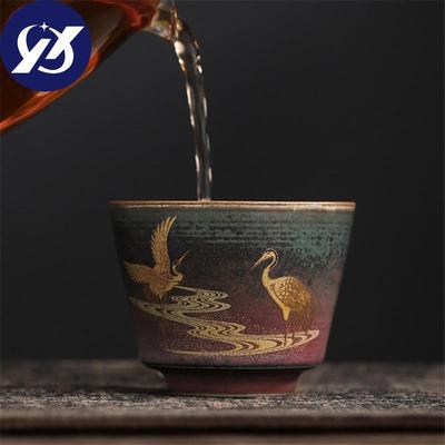 Ręcznie robione grubej ceramiki zmień mistrz filiżanka herbaty ceramiczny ręcznie malowany dźwig filiżanki do herbaty zestaw do herbaty Drinkware