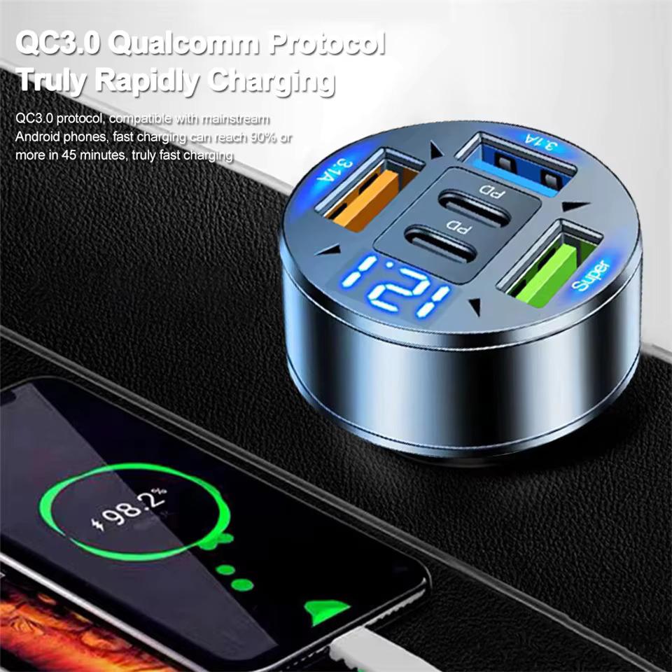 

Car Charger 250W 5 Ports Fast Charging PD QC3.0 USB C Car Phone Charger Adapter With Voltage For iPhone Samsung Huawei Xiaomi China Mainland