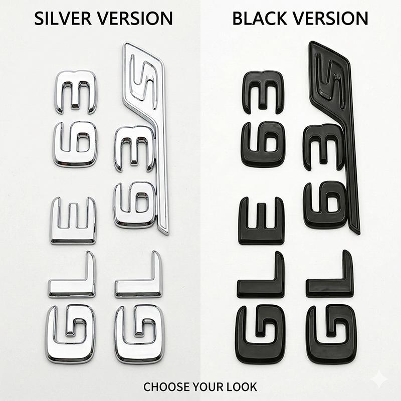 AAYY1 3D ABS Car Trunk Letters Emblem Badge GLE 63 GLE63S For W166 W167 Auto Rear Decal Sticker Gloss Black Chrome Accessories