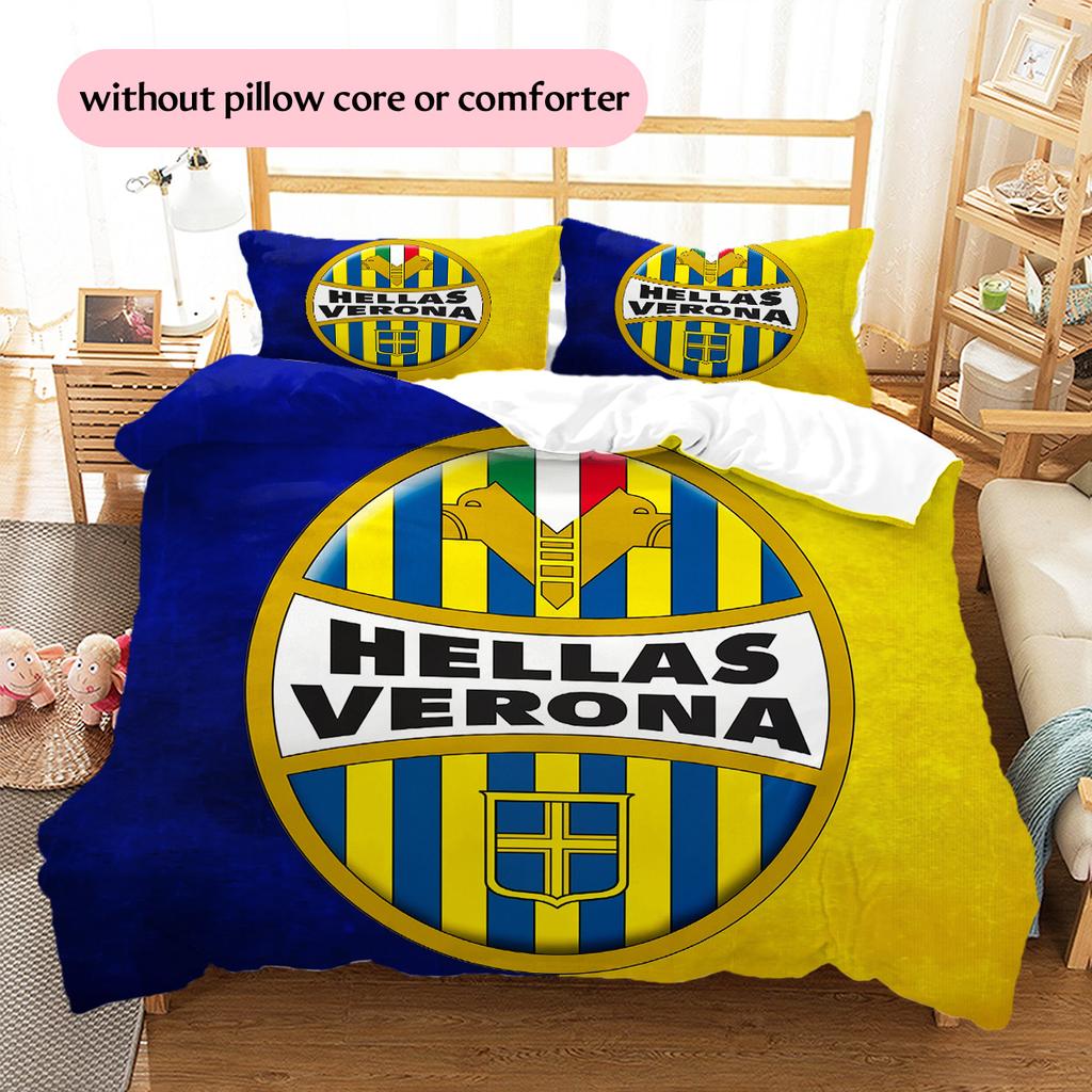 Hellas Verona FC Pattern Bedding Quilt Set Home Decoration Gift (1 * duvet cover + 2 * pillowcase without core)