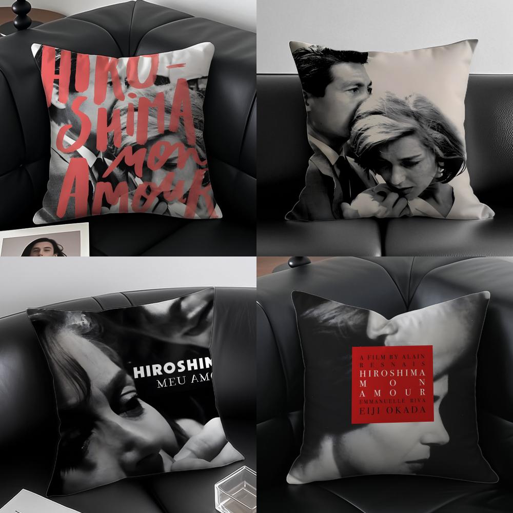 1PC HHiroshima MMon Amours Movie Cushion Cover Pillow Case Antidustmite Invisible zipper silky plush cushion