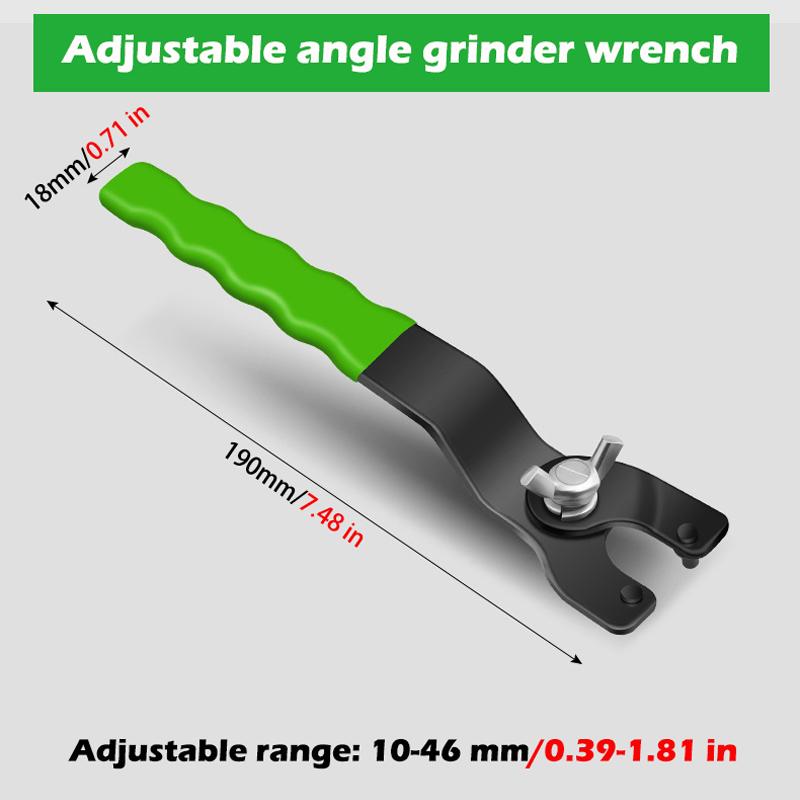 

Регулируемый гаечный ключ для угловой шлифмашины 10-46 мм, ключи для откручивания, обмотанная резиновая рукоятка для замены шлифовальных дисков, ручные инструменты