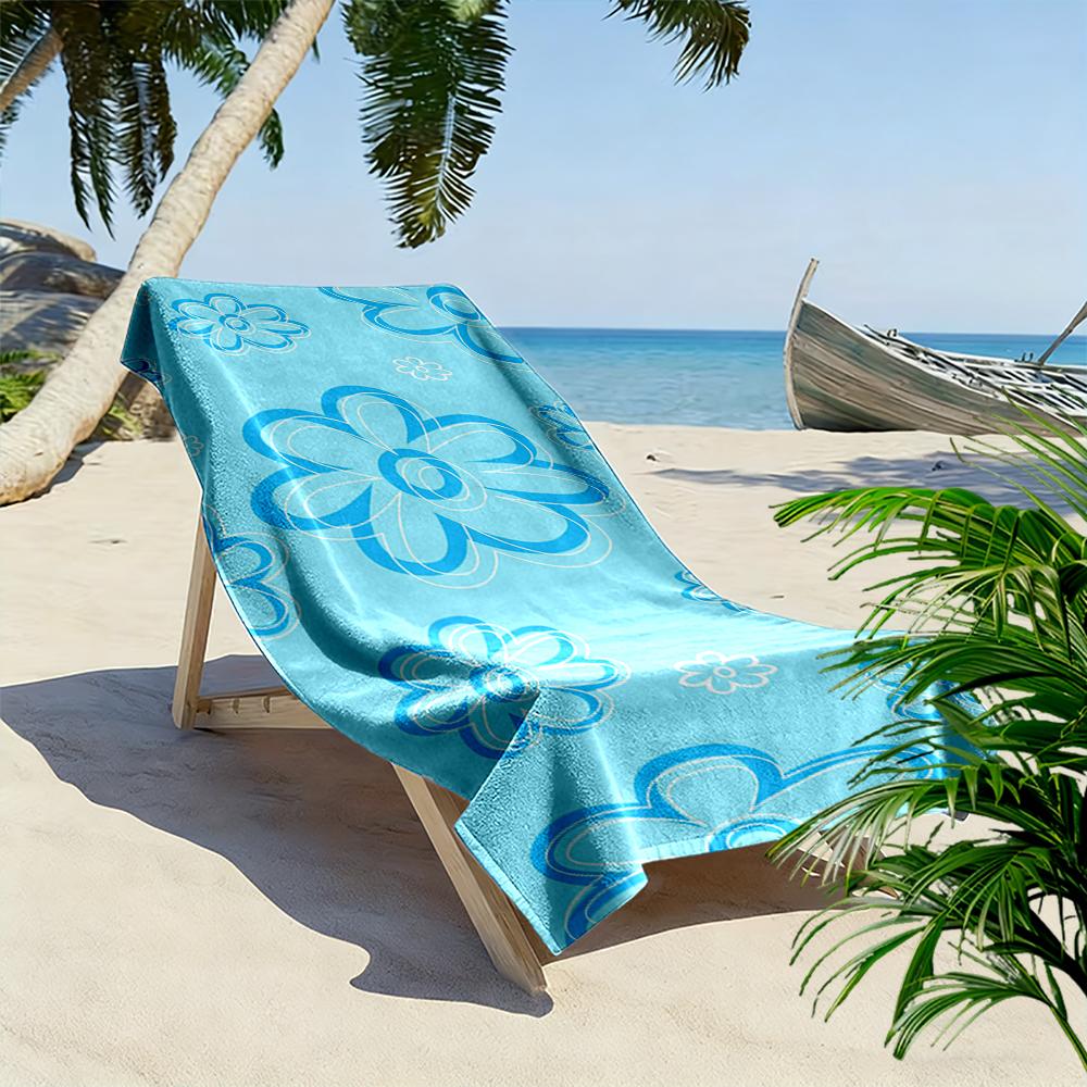 Blue Floral Pattern Design Beach Towel Beach towel quick-drying for travel outdoor sports jogging beach and swimming