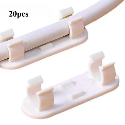 20pcs Cable Clamps with Large Adhesive Surfaces, Cable TV PC Cable Clamps, Neatly Pasted, Organizer Wires and Cables, White