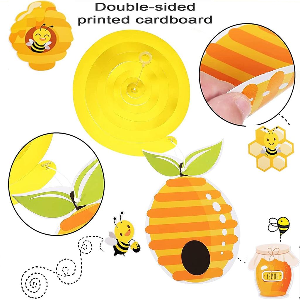 Honey Bumble Bee Hanging Swirl Decorations, 32PCS Bee Party Decorations Foil Ceiling Streamers Honey Bee Themed Birthday Party Baby Shower Gender