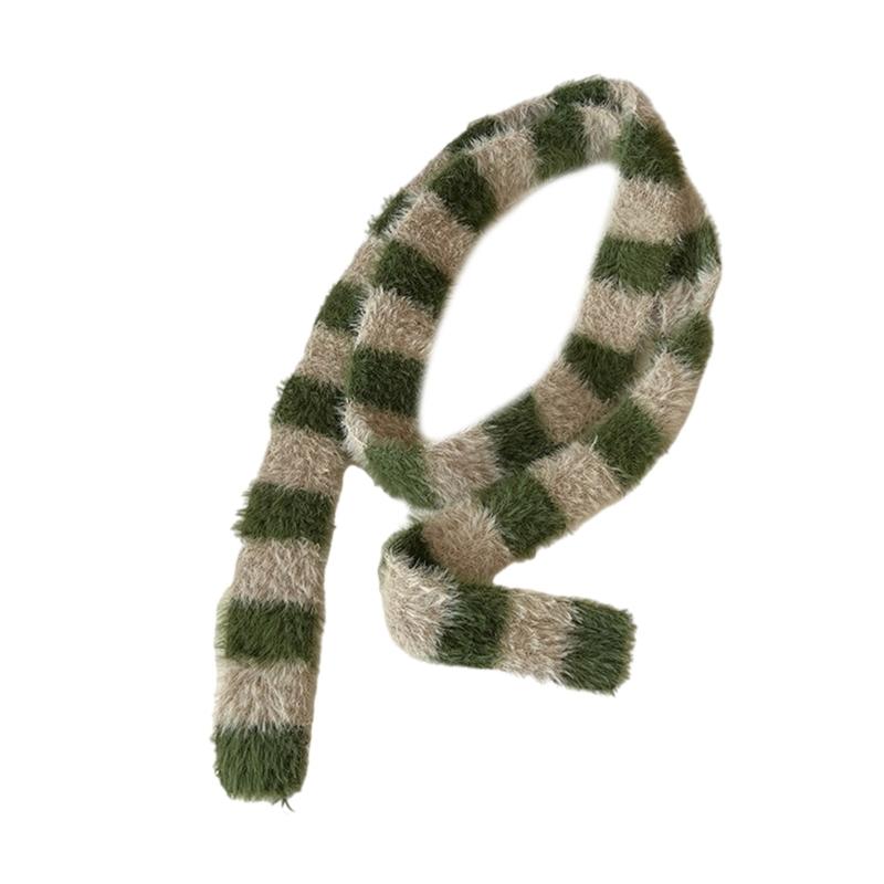 

Модный уютный шарф-манишка в полоску из плюша для леди, женщин, девушек. Стильный шейный платок для повседневных нарядов. Легко сочетать. темно-коричневого