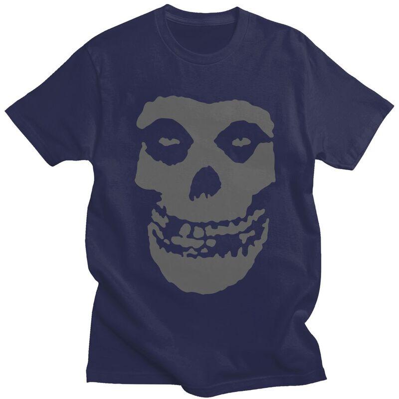 Custom Horror Punk Rock Misfits Skull T Shirt for Men Tshirt Tees Short Sleeve Tshirts Loose Fit