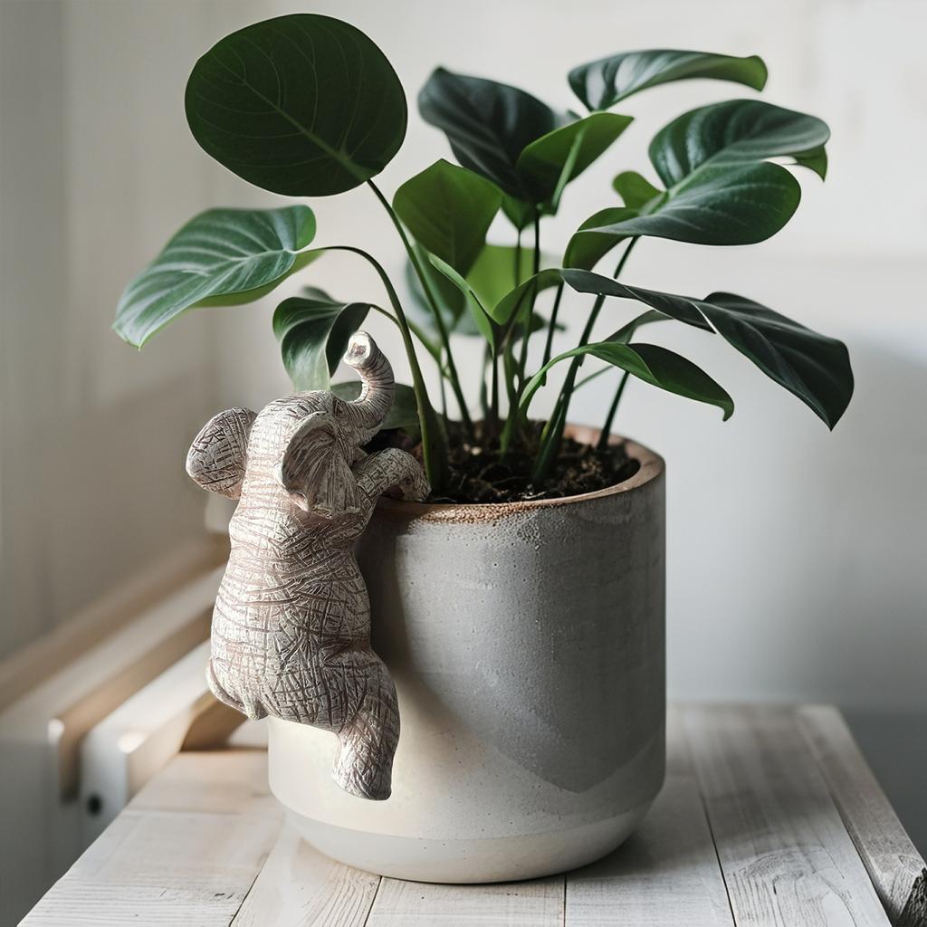 Creative Elephant Statue Hanging Planter Pot Decor for Garden Balcony Fence Patio Home Ornament