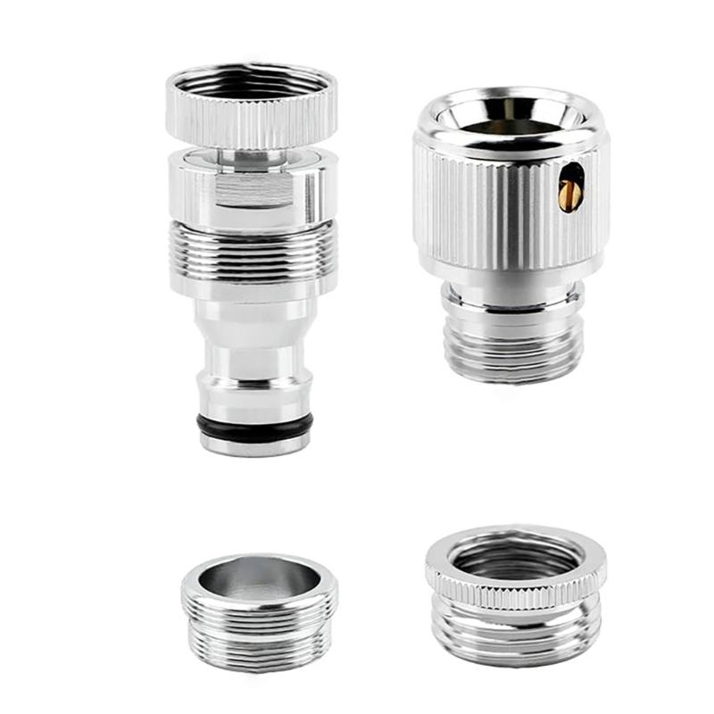 4Pcs Sink Faucet Adapter Set Quick Connector Dishwasher Washer Snap Coupling Adapter for Garden Hose and Shower Hose 1