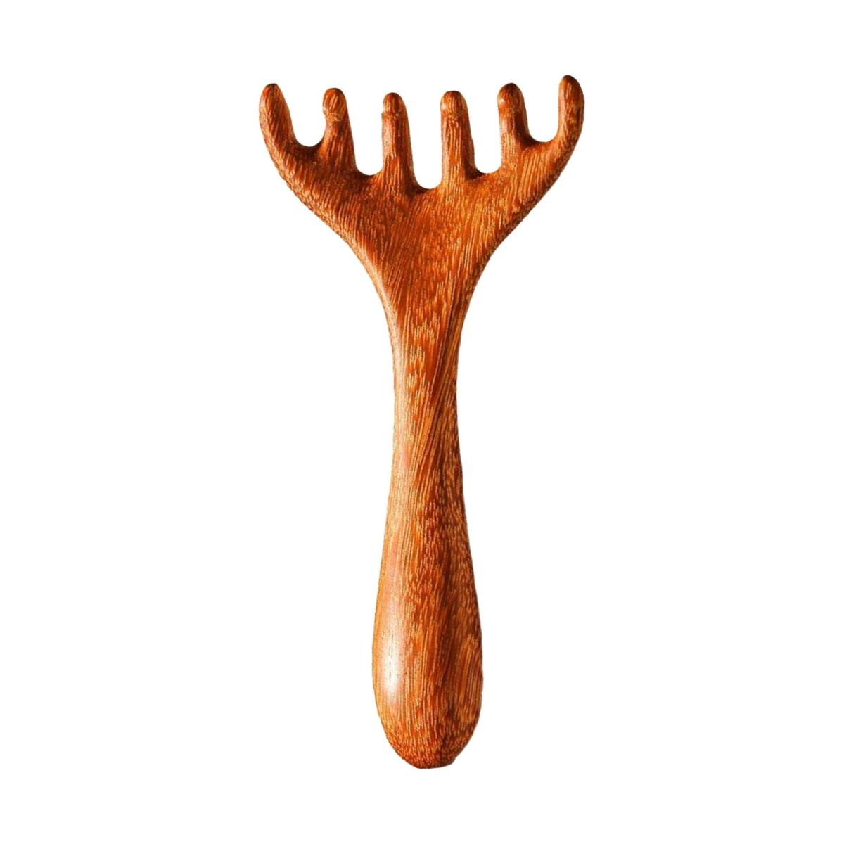 

Масажна гребінець для голови з сандалового дерева Інструмент Gua Sha Back Scratcher Ручна гребінець із широкими зубцями для кучерявого волосся Масажер для шкіри голови для зняття стресу B