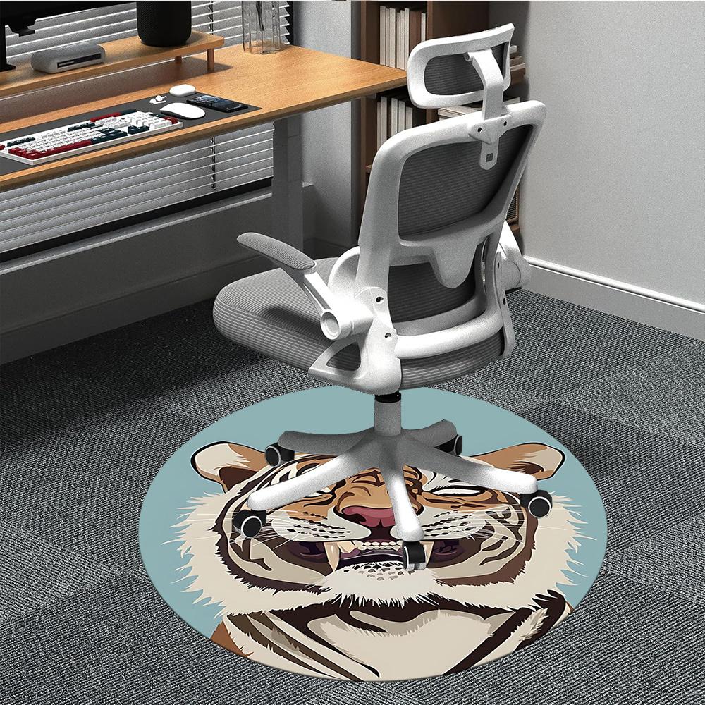 

1pcTiger, Wildcat Office Round Area Rug, Indoor Mat Suitable ForOffice, Under Office Chairs Bedroom Living Room Home Decor, Room Deco 043 80cm by 80cm