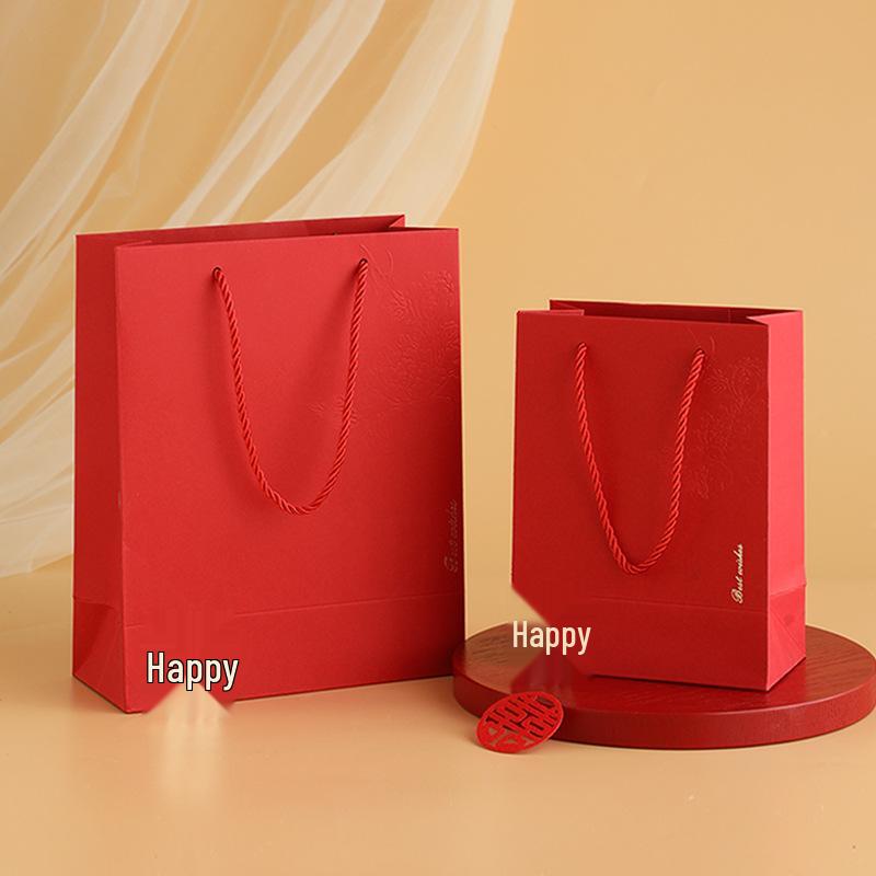 2026 Creative Wedding Favor Gift & Candy Box Tote Bag Small ярко-красный