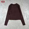 BE T-shirt da donna a maniche lunghe Slim Fit tinta unita stile street casual top sportivo