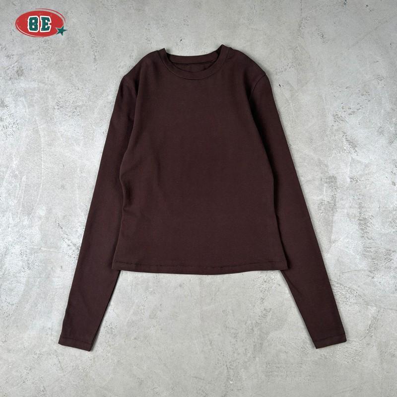 BE T-shirt da donna a maniche lunghe Slim Fit tinta unita stile street casual top sportivo
