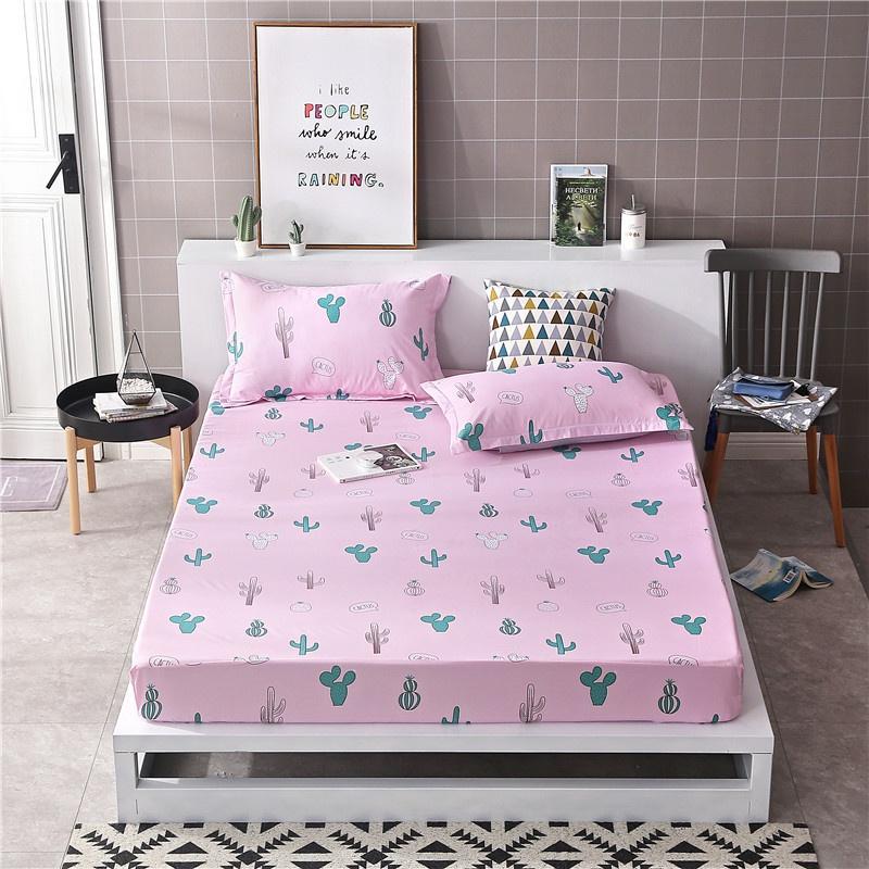 Luxurious Bedding Fitted Sheet Floral Flower Pillowcase Bed Cover With Elastic Cover