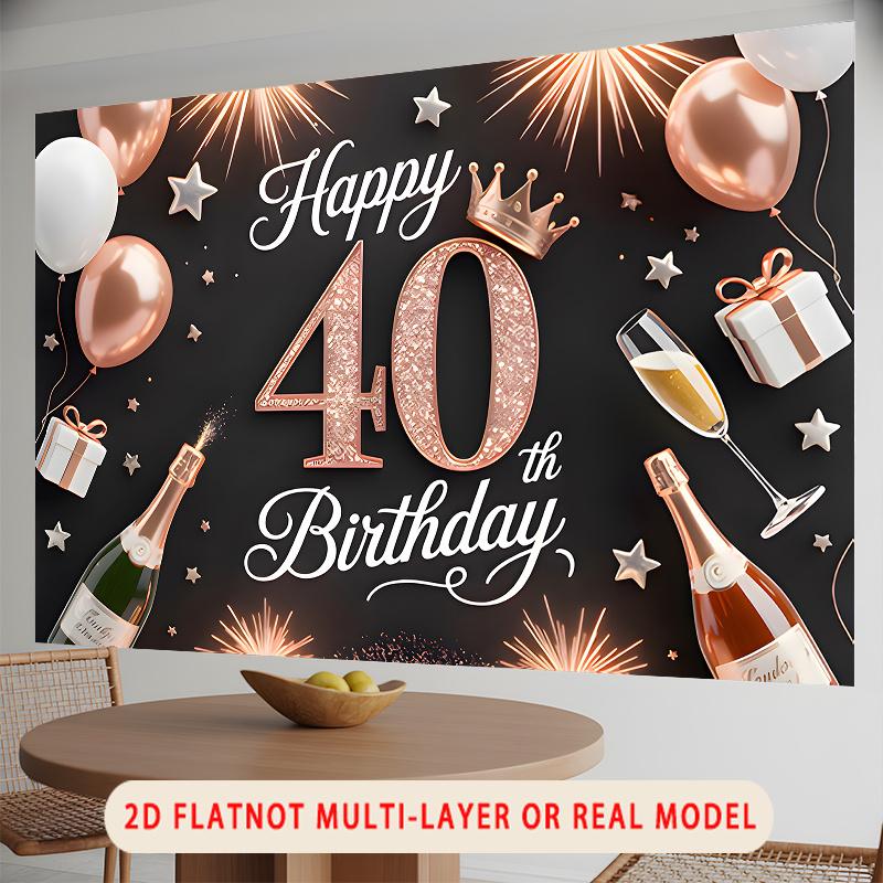 Party Backdrop Birthday Stars Crown 40Th Photo Booth Background Wall Decor