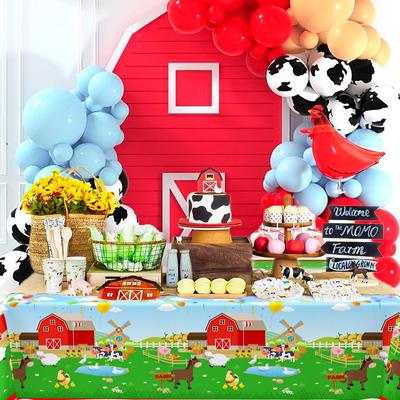 Nappe d'animaux de la ferme, 3 nappes sur le thème de la ferme - Nappe de fête d'animaux de la ferme, Décorations de fête à la ferme & Fournitures de décoration d'anniversaire à la ferme