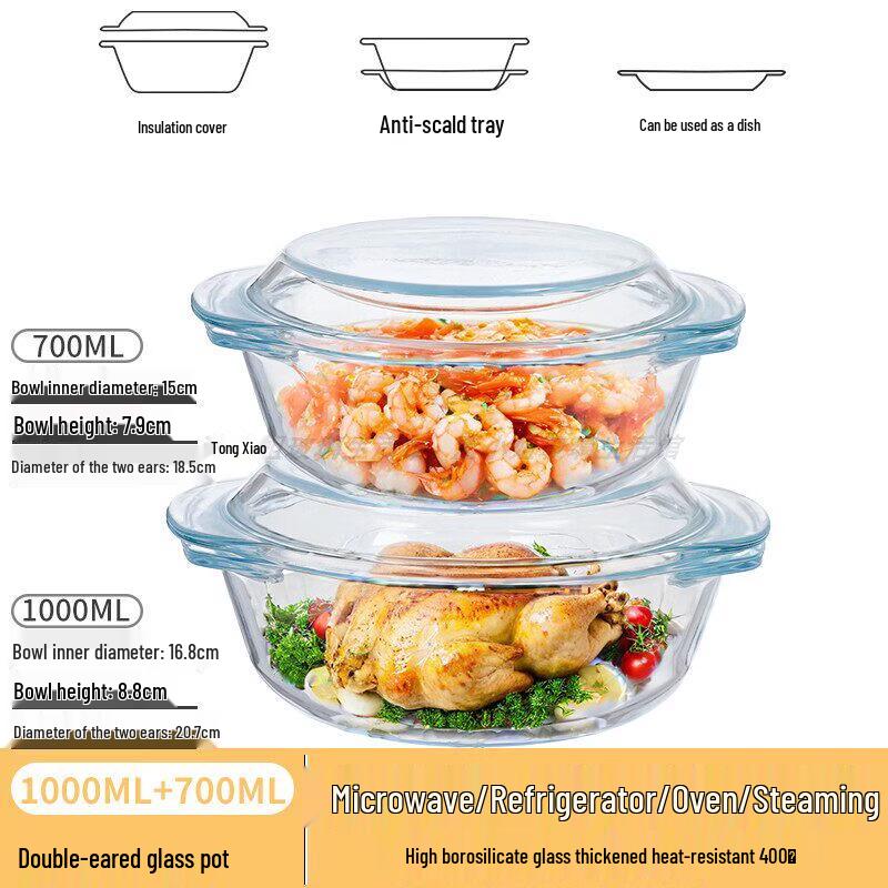 Microwave-Safe Glass Bowl with Lid