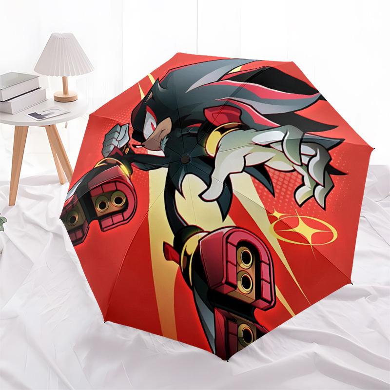 1pc Shadow the Hedgehog Automatic Folding Umbrella, Durable Plastic & Iron, Lightweight for Outdoor Daily Use 009