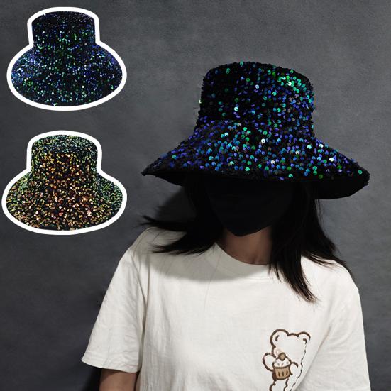 Shiny Sequin Bucket Hat for Women Glitter Bling Disco Hat Sparkly Party Rave Fisherman Cap Outdoor Sun Hat for Beach Travel