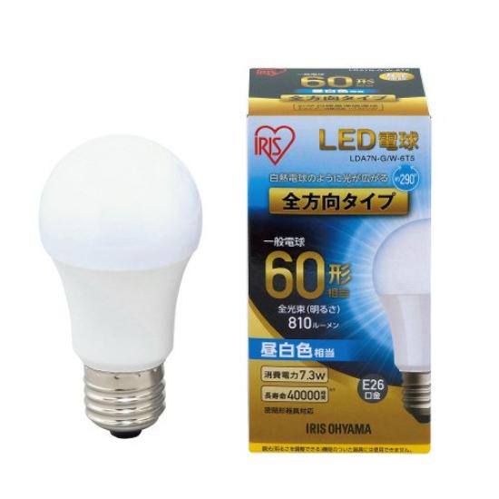 [Energy Saving Measures] Iris Ohyama LED Light Bulb E26 Omnidirectional Type 60W Equivalent Daylight White LDA7N-GW-6T5