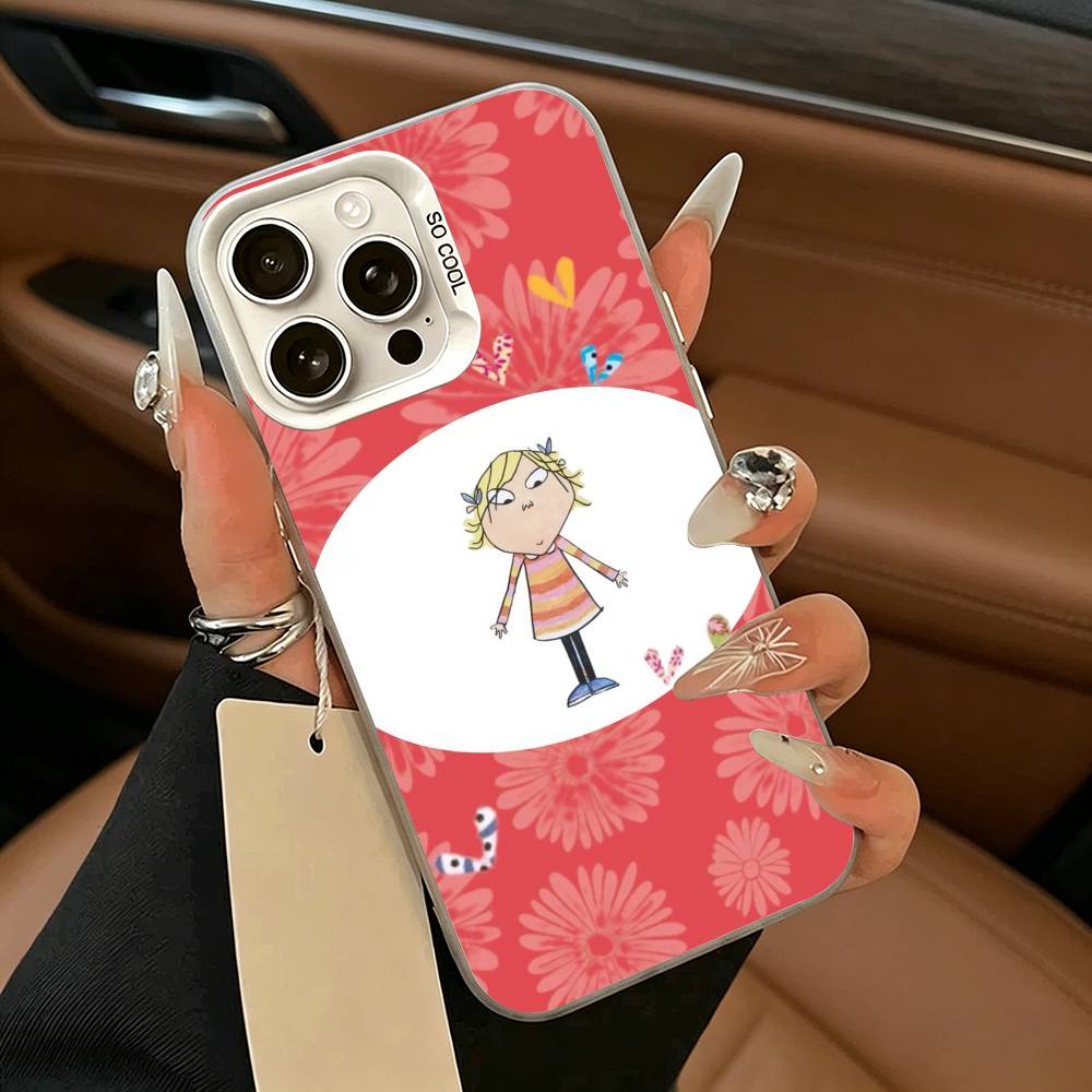 Animation Charlie and Lola Phone Case For iPhone 17,16,15,14,13,12,11 Plus,Pro Max,XS,White Silver  Phone Case