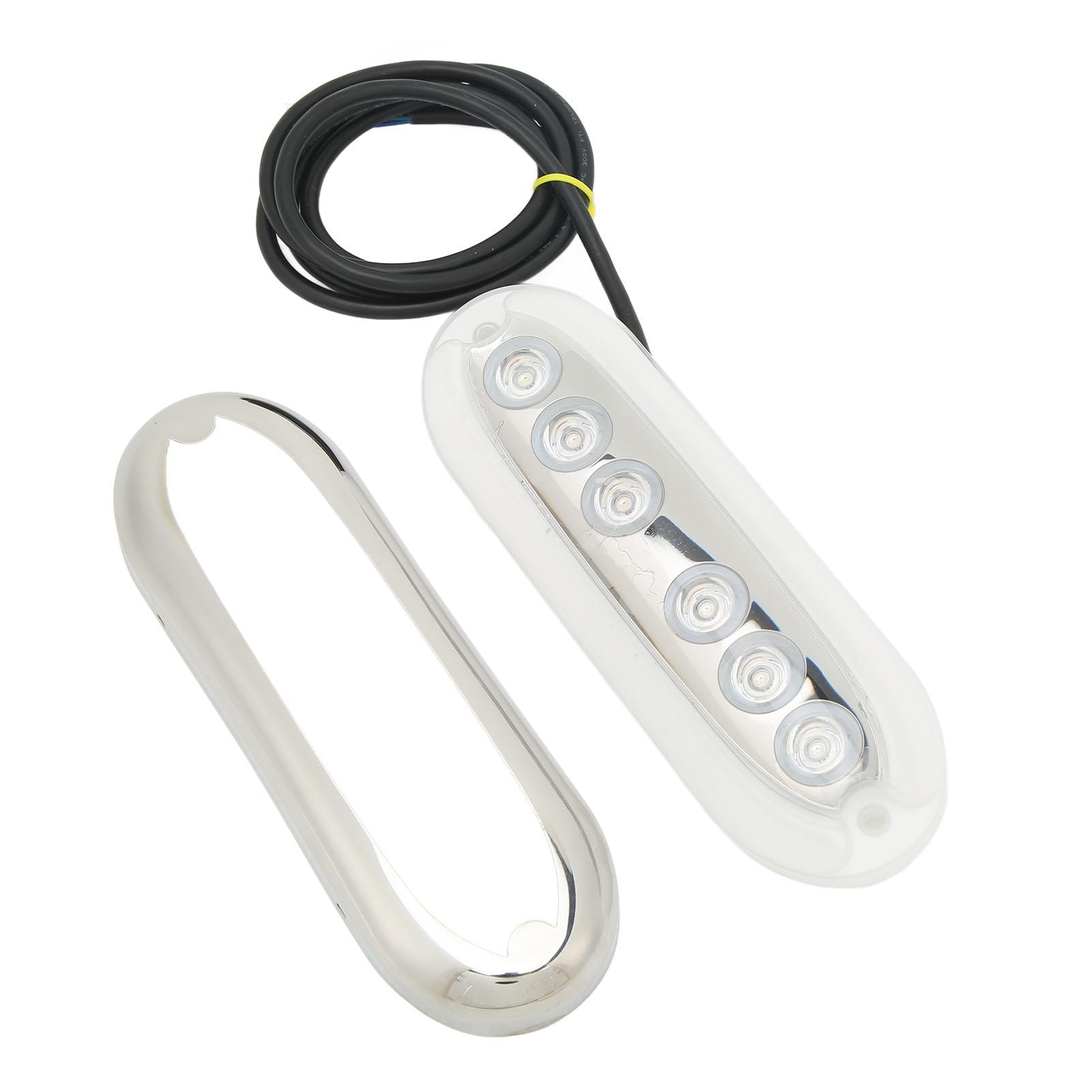 

12V to 24V Boat Underwater Light 6 LED Lamp Beads IP68 Waterproof Strong Sealing for Ships Yachts Motorboats Blue Light