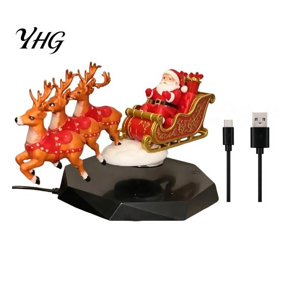 Gift for Christmas Lovers Floating Santa Sleigh, Flying Sleigh Magnetic Levitation Display, Decoration Claus Tabletop Decor Home, Office, Shelf