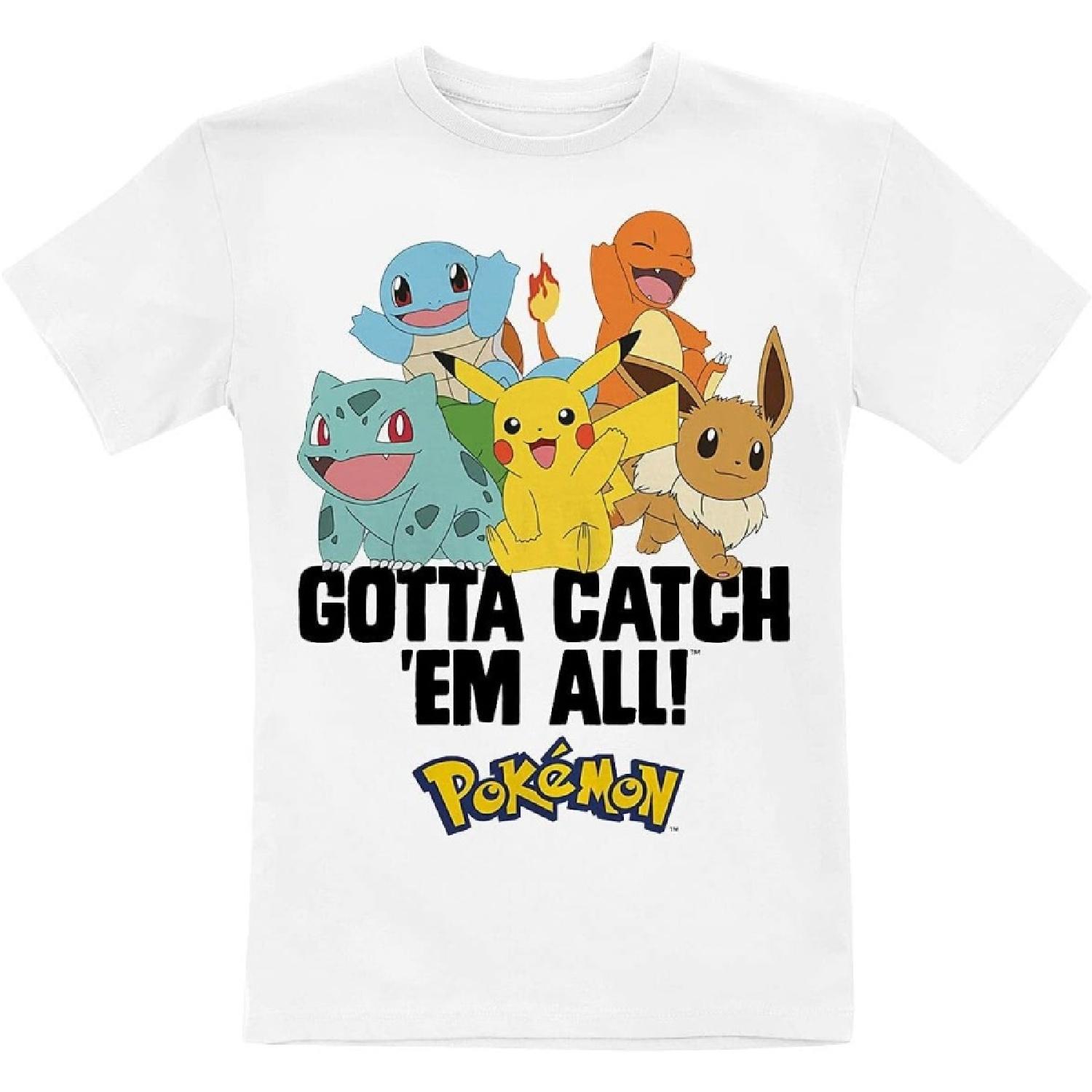 Детская футболка Pokémon Gotta Catch  Em All Унисекс Белая Аниме Фан Мерч Игровой Пикачу S
