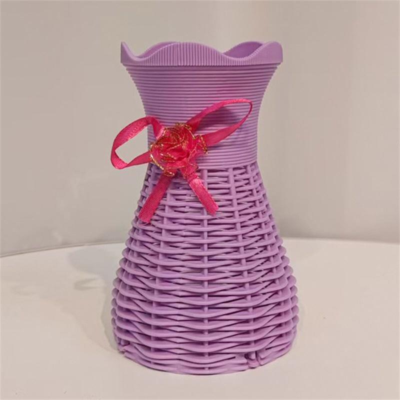

Creative Candy Color Plastic Rattan Vase Dried Flower Vase Desktop Ornament Flower Arrangement Home Crafts Decoration фіолетовий