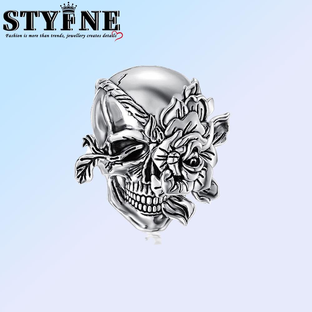 Copper Luminous Hip-Hop Black Skull Charm Pendant Beads Fit Original Bracelet For Women Valentine Day Jewelry Gifts