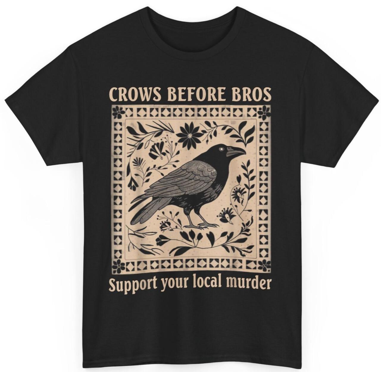 Crows Before Bros Gothic Crow Art T-Shirt Unisex Heavy Cotton Tee XXL