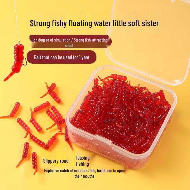 Dynamic Soft Beads Floating Maggot Lure: White Corn Flavor, Red Worm Scent