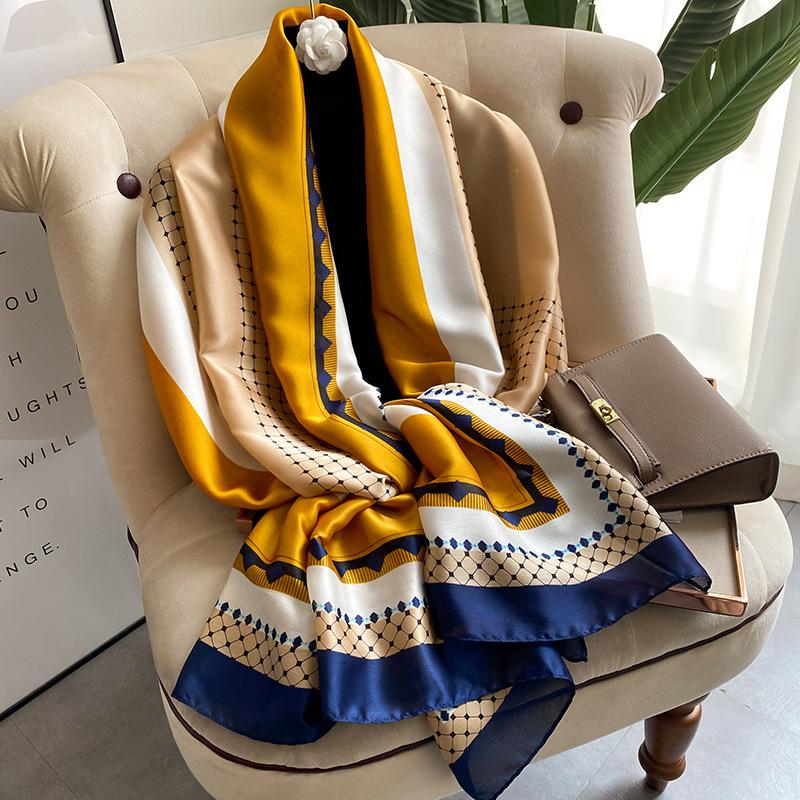 180*90Cm  Women Scarf Fashion Print Silk Scarves Summer Shawls Wraps Soft Lady Bandana Foulard Hijabs Muffler