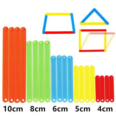 50 adet Montessori blok matematik oyuncakları plastik ekleme şerit poligon öğrenme öğretim yardımcıları çocuklar için eğitici oyuncaklar