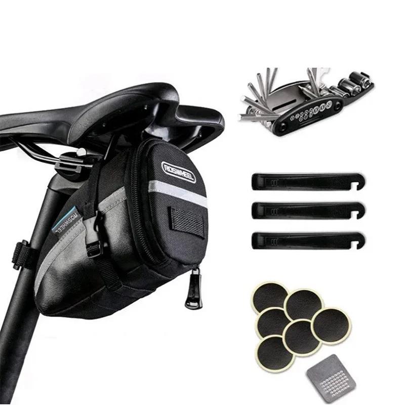 Multifunction Bicycle Repair Tools Kits Saddle Bag Cycling Seat Pack MTB Bike Accessories Tool Inner Tire Patches Tire Lever Set