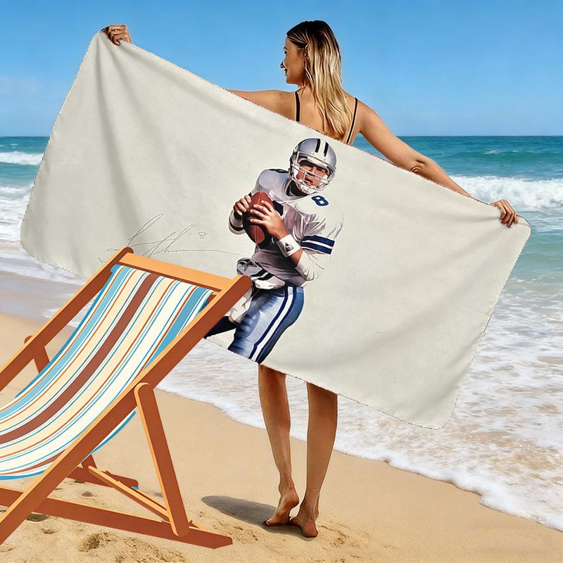 Troy Aikman Print Beach Towel, Large Soft Quick Dry Towel for Beach Camping Swimming
