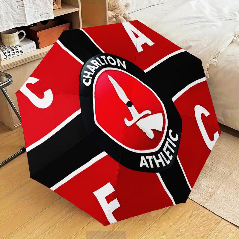 Charlton FC Crest Automatic Folding Umbrella - 8-Rib Travel Umbrella with Auto Open/Close & Portable Gifts for holidays or birthdays