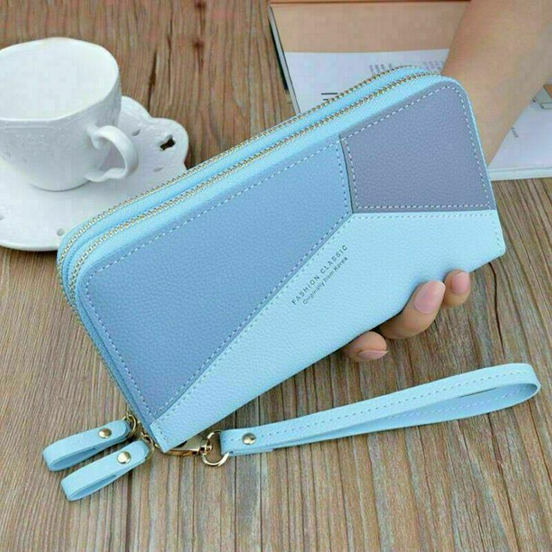 Women Ladies Leather Wallet Long 2 Zip Purse Card Phone Holder Clutch Handbag