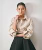 Reventina Cuff Detail Shirt_Beige