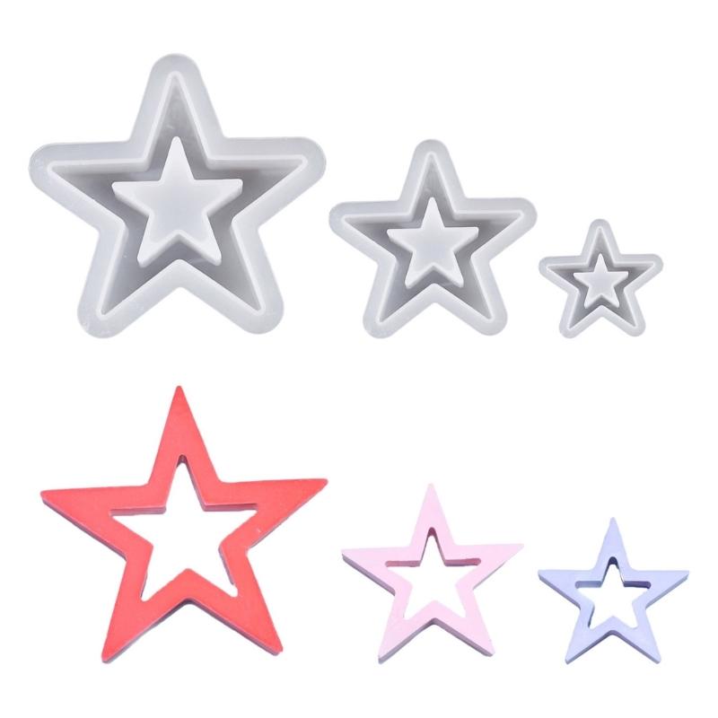 Pack of 3 Creative Hollow Star Silicone Molds Crafting Moulds Silicone Ornament Molds Star Statue Molds Silicone Texture 1