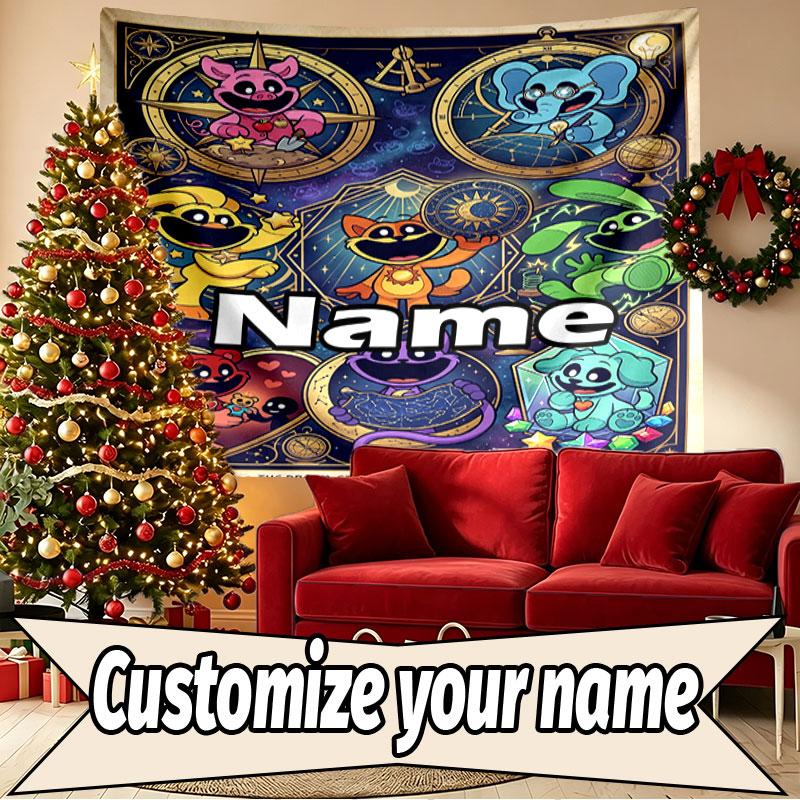 Custom Name Personalized Poppy Playtime Print Tapestry, Wall Art Decor, Bedroom, Dorm, Apartment, LivingRoom, Party Backdrop, Gift for Birthday