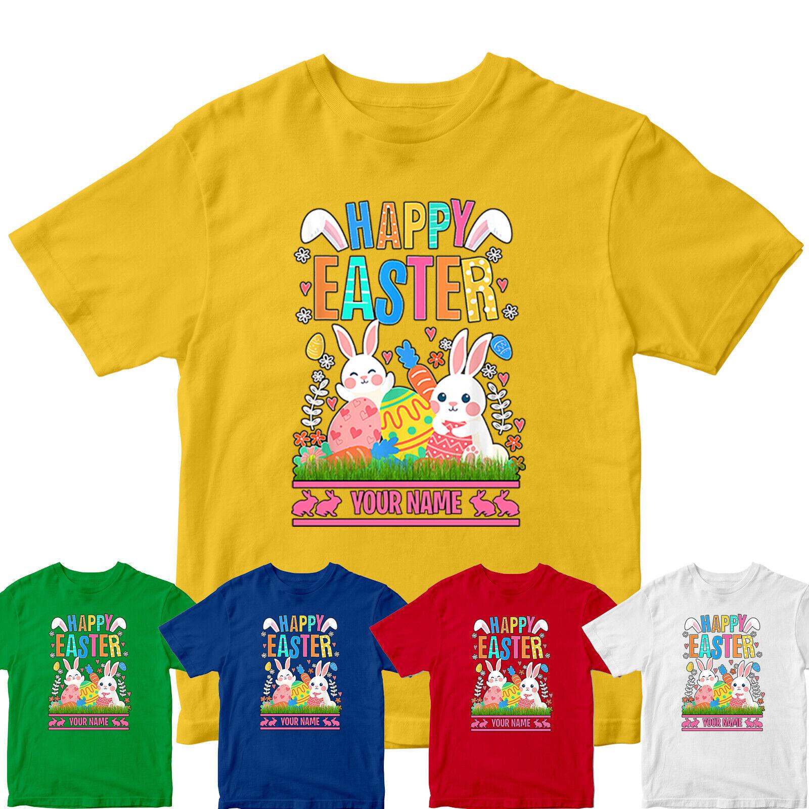 

Personalised Hoppy Easter Boys Girls 100% Cotton T-shirt Mens Tees Tops Costume Fancy Dress Tee-ED 4XL