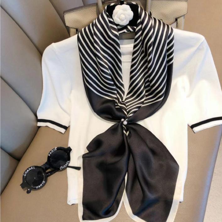 Vielseitiger Frühlings- und Herbstmode Dünner eleganter Damen-Seidenschal Atmungsaktiver Halsschal für Outdoor