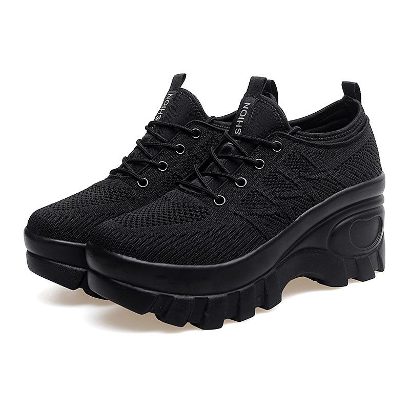 Summer New Women's Shoes Fly-woven Mesh Breathable Middle-aged Casual Shoes Thick-soled Non-slip Wear-resistant Sports Casual Shoes