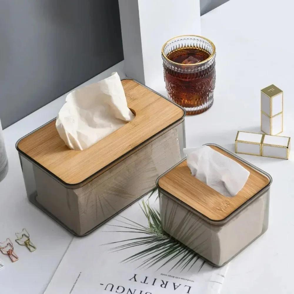 Tissue Box Clear Household Transparent Rectangular Desktop Wooden Tables Napkin Storage Durable And Sturdy Holder Tissue Boxs