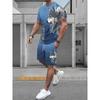 Summer Men Suit Short Sleeve Shorts 2 Pieces Casual Fashion Street Clothing