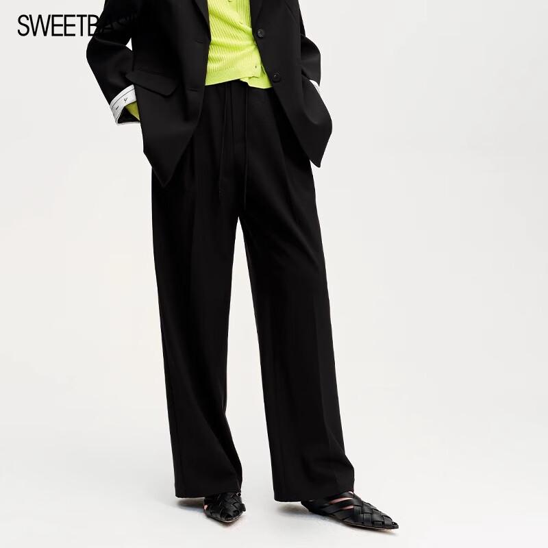 Sweet Basil Women's High-Waist Loose Wide-Leg Casual Pants