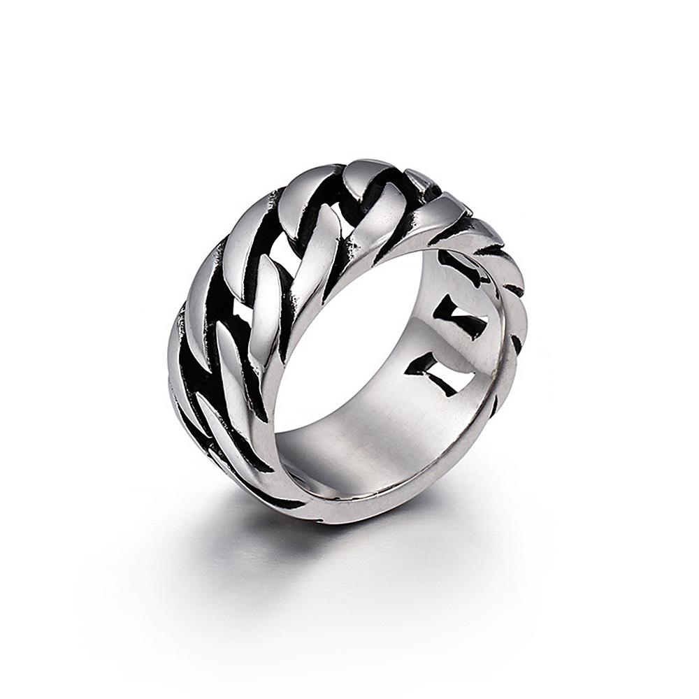 10MM Koreanische Mode Einfache Gliederkette Ring Damen Herren Punk Hip Hop Edelstahl Biker Kette Ring Schmuck Geschenk